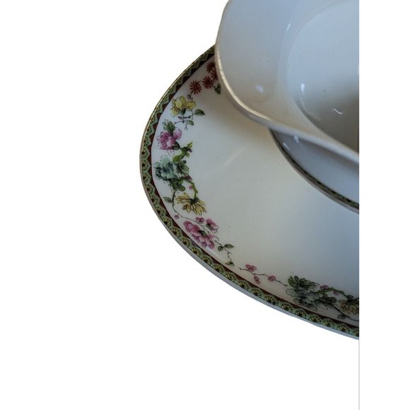 T&V Tressemanes & Vogt Limoges 6701 China Gold Pink Flowers - GRAVY BOAT - Picture 2 of 7